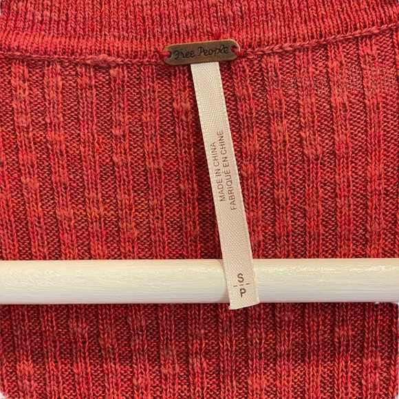 Free People Red Rain or Shine Knit Mini Dress Size Small Collared Sweater - Picture 9 of 11